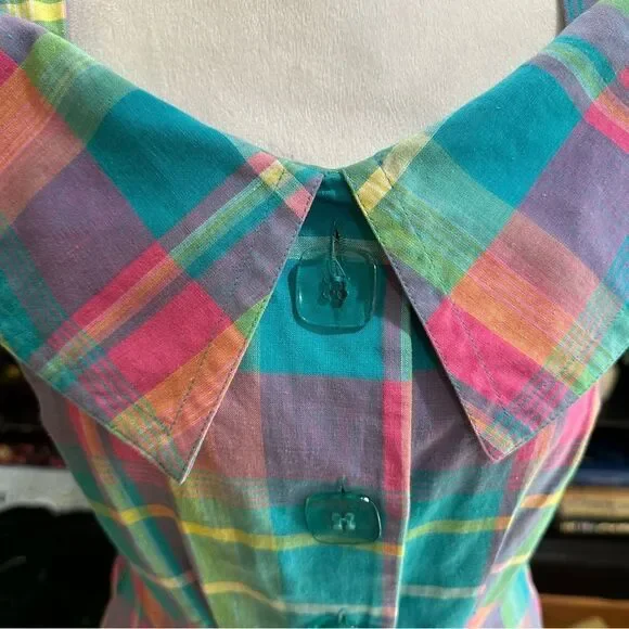 Joan Leslie Pastel Plaid Vintage 50's Dress Size 4